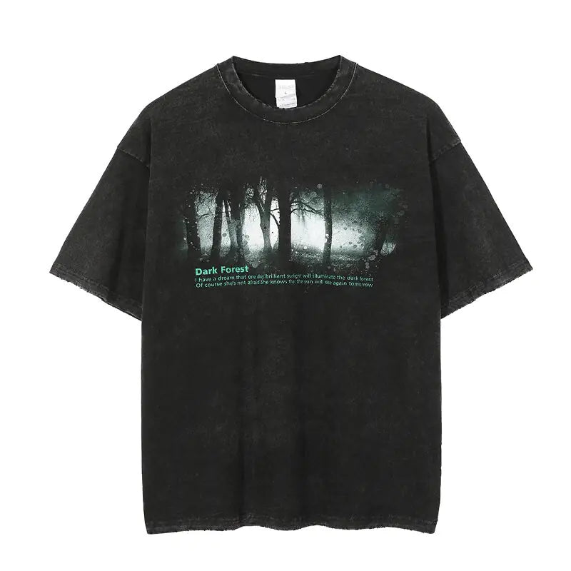 Oversized Vintage-Washed Dark Forest Tee