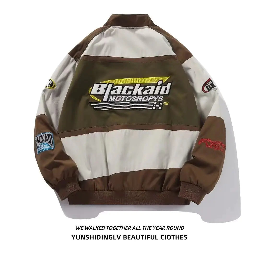 Brown and Beige Racing Inspired Jacket