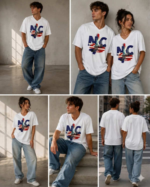 NYC Graphic V-Neck T-Shirt